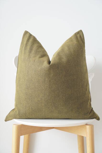Green Yellow Tribal Hemp Hand Woven Natural Dye Color Hmong Lumbar Pillow Cover - image 1