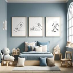 Minimal Skateboarding Posters - Set Of 3 Prints - Skateboard Wall Art Kids Room Decor Gift Artwork Boys Bedroom Gifts - thumbnail 1