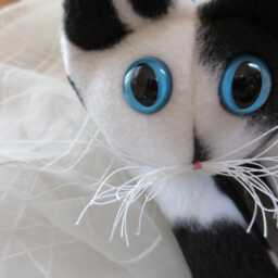 Black & White Stuffy Cat, Posable, Weighted - thumbnail 2