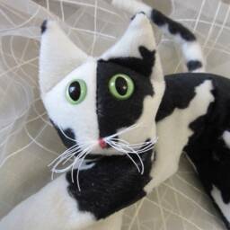 Black & White Stuffy Cat, Posable, Weighted - thumbnail 3