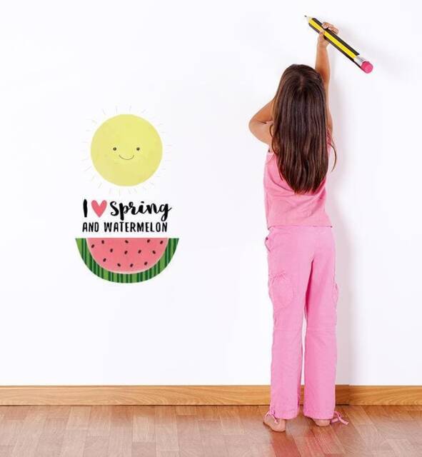 I Love Spring & Watermelons Wall Sticker Decal - Quotes, Decals, Words, Inspiration, Decor, Family