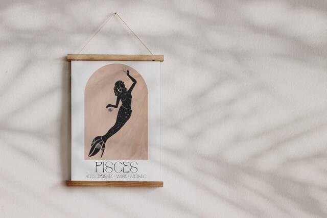 Pisces Boho Zodiac Print - Star Sign Art, Astrology Poster, Bohemian Aesthetic, Celestial, Divine Feminine Energy, Constellation - image 1