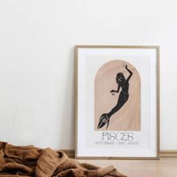 Pisces Boho Zodiac Print - Star Sign Art, Astrology Poster, Bohemian Aesthetic, Celestial, Divine Feminine Energy, Constellation - thumbnail 2