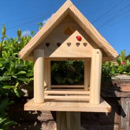Handmade Wooden Bird Table - Small Garden Birds, Wall Or Fence Mount - thumbnail 2