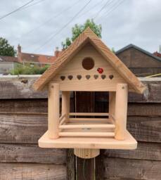 Handmade Wooden Bird Table - Small Garden Birds, Wall Or Fence Mount