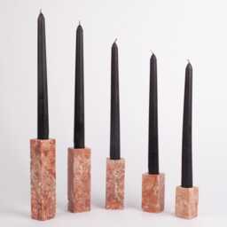 Natural Stone Candlestick Holder Travertine & Onyx, Matte Finish - thumbnail 4