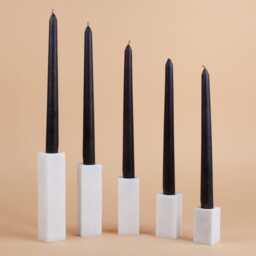 Natural Stone Candlestick Holder Travertine & Onyx, Matte Finish - thumbnail 2
