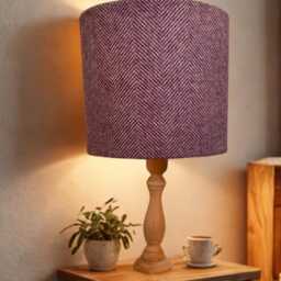 Braemar Cassis Tweed Lampshade, Handmade Fabric Lamp Shade, Drum Oval Empire Or Candle Clip, Ceiling Pendant Table - thumbnail 3