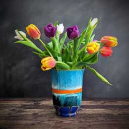 Flower Vase Hand Painted Glass Unique Modern Design Plant Pot Indoor Colourful Hurricane Candle Lantern Home Decor - thumbnail 2