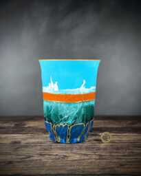 Flower Vase Hand Painted Glass Unique Modern Design Plant Pot Indoor Colourful Hurricane Candle Lantern Home Decor - thumbnail 1