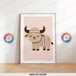 Safari Nursery Wall Posters - Set Of 3 Boho Prints - Kids Playroom Art Cute Animal Designs Neutral Coloured Decor Boys Girls Bedroom - thumbnail 3