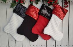 Sequin Christmas Stockings, Black Red & Stockings - thumbnail 1
