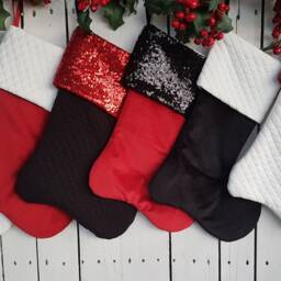 Sequin Christmas Stockings, Black Red & Stockings - thumbnail 2