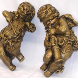 Musical Angels Cherubs Cupid Eros With Wings Pair Wall Plaques Home Decor Pair - thumbnail 3