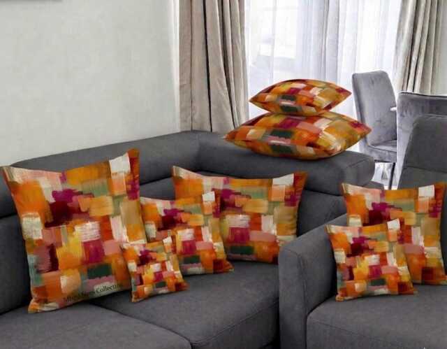 Handmade By Order Luxury Multi Colour Brush Strokes Abstract Art Print Velvet Cushion Covers Any Size Available - image 1