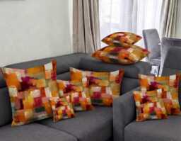 Handmade By Order Luxury Multi Colour Brush Strokes Abstract Art Print Velvet Cushion Covers Any Size Available