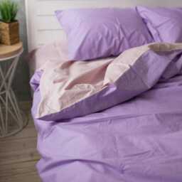 Cotton Duvet Cover Set in Lavender & Powder Pink. Double-Sided Cover + 2 Pillowcases. Twin Full Queen King Single Kingsingle Double - thumbnail 3