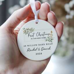 Personalised First Christmas in New Home, Road Name Ornament, Home Ornamentgift, Bauble Decoration - thumbnail 2