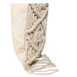 Macrame Throw Pillow With Fringe, Natural Knit Pillow, 18x18 - thumbnail 2