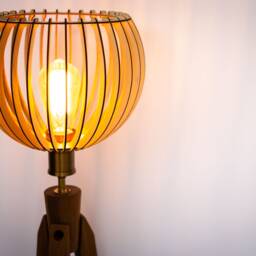 Tripod Floor Lamp Retro 60S-70S Design Wood - thumbnail 2