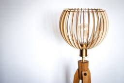 Tripod Floor Lamp Retro 60S-70S Design Wood - thumbnail 1