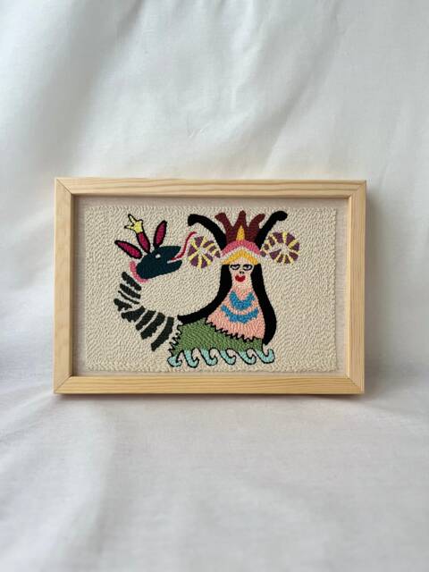 Shahmaran Serpent Woman Of Anatolian Mythology Fiber Art, Turkish Mythological Mystical Boho Spiritual Artwork - image 1