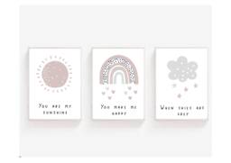 Set Of 3, Nursery Decor, Rainbow Prints, Print, Sunshine Boho Kids Prints - thumbnail 1