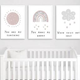 Set Of 3, Nursery Decor, Rainbow Prints, Print, Sunshine Boho Kids Prints - thumbnail 2