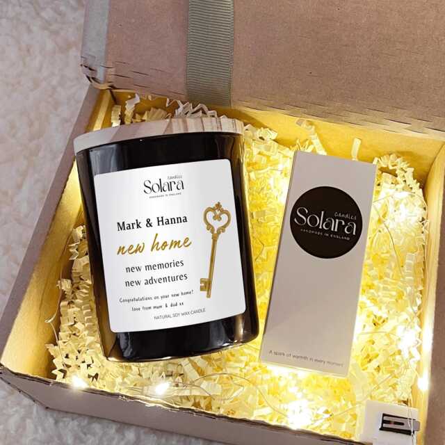 Celebrate New Home Candle Gift Set With Matches Soy Wax, Personalised Housewarming Present, Moving Day Gift, Cosy Keepsake - image 1