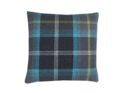 Double Sided Tartan Plaid Cushion Cover Balmoral Teal Wool-Effect Pillow Sham - thumbnail 1