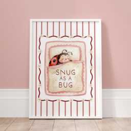 Snug As A Bug Nursery Wall Art Print, Ladybird Baby Room Decor, Pink Neutral Poster, Cute Girl Gift, Unframed Physical Print - thumbnail 2