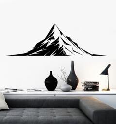 Wall Vinyl Decal Mountains View Nature Rocky Landscape Hand Drawing Sketch Modern Home Decor - #1192Dz - thumbnail 1