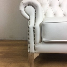 White Faux Leather Queen Anne Wing Chair - thumbnail 2