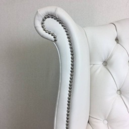 White Faux Leather Queen Anne Wing Chair - thumbnail 3