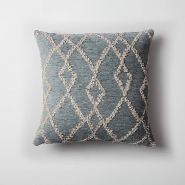 Blue Tufted Diamond Pillow Cover Mud Cloth Geometric Design - 18x18 Inches - image 1