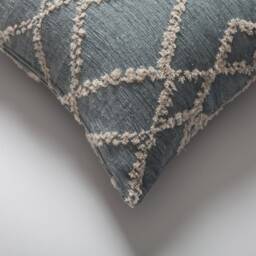 Blue Tufted Diamond Pillow Cover Mud Cloth Geometric Design - 18x18 Inches - thumbnail 2