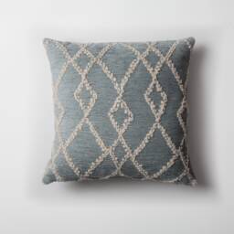 Blue Tufted Diamond Pillow Cover Mud Cloth Geometric Design - 18x18 Inches - thumbnail 1
