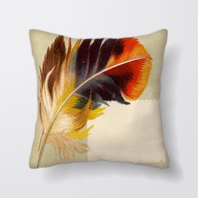 Bird Feather -Cushion Cover Case Or Stuffed With Insert