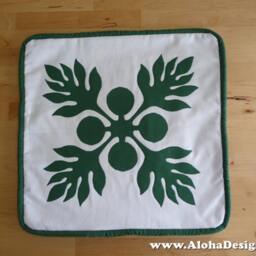 Hawaiian Quilt Pillow Covers - Green Breadfruit - 'ulu - thumbnail 3