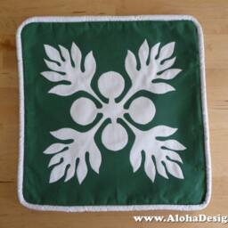 Hawaiian Quilt Pillow Covers - Green Breadfruit - 'ulu - thumbnail 2