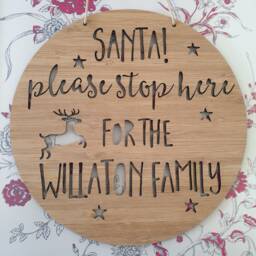 Personalised Christmas Santa Please Stop Here Family Wooden Bamboo Door Wall Hanging-Plaque-Personalized-Custom-Decoration-Ornament-Bauble - thumbnail 4