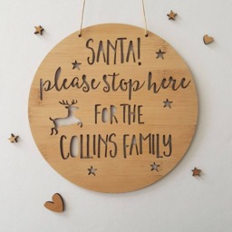Personalised Christmas Santa Please Stop Here Family Wooden Bamboo Door Wall Hanging-Plaque-Personalized-Custom-Decoration-Ornament-Bauble - thumbnail 3