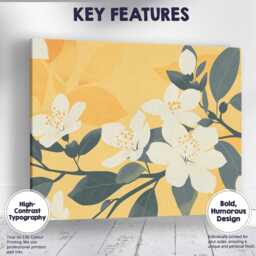 Golden Yellow Citrus Blossom Botanical Floral Illustration Canvas Wall Art Print Decor Picture Ready To Hang - thumbnail 1