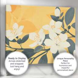 Golden Yellow Citrus Blossom Botanical Floral Illustration Canvas Wall Art Print Decor Picture Ready To Hang - thumbnail 3