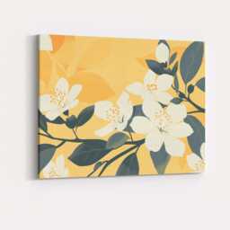 Golden Yellow Citrus Blossom Botanical Floral Illustration Canvas Wall Art Print Decor Picture Ready To Hang - thumbnail 4