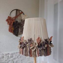 Floral Macrame Lampshade Boho Chandelier, Floor Or Table Lamp - thumbnail 4