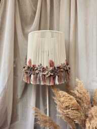 Floral Macrame Lampshade Boho Chandelier, Floor Or Table Lamp