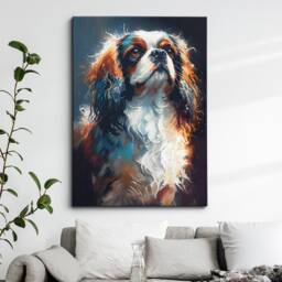 Cavalier King Charles Pet Dog Abstract Painting Puppy Wall Art Framed Canvas Poster Print Home/Office Room Decor Gifts - thumbnail 1