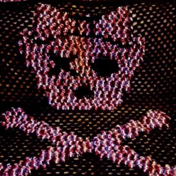 Crocheted Skull & Crossbones Blanket Pink Camo & Black Afghan Bedding - thumbnail 3
