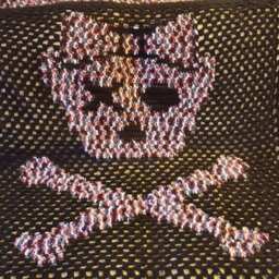Crocheted Skull & Crossbones Blanket Pink Camo & Black Afghan Bedding - thumbnail 2